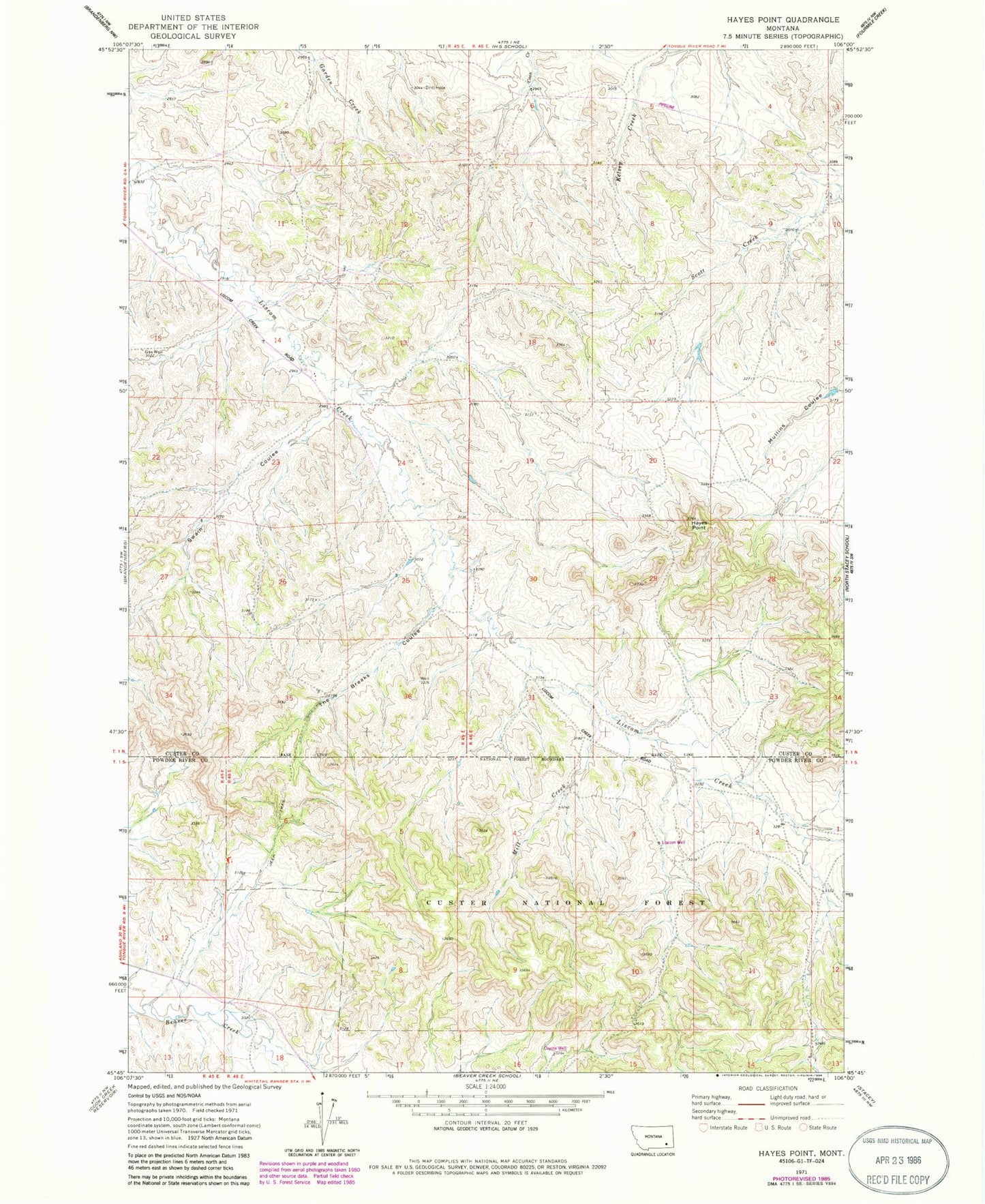 Classic USGS Hayes Point Montana 7.5'x7.5' Topo Map Image