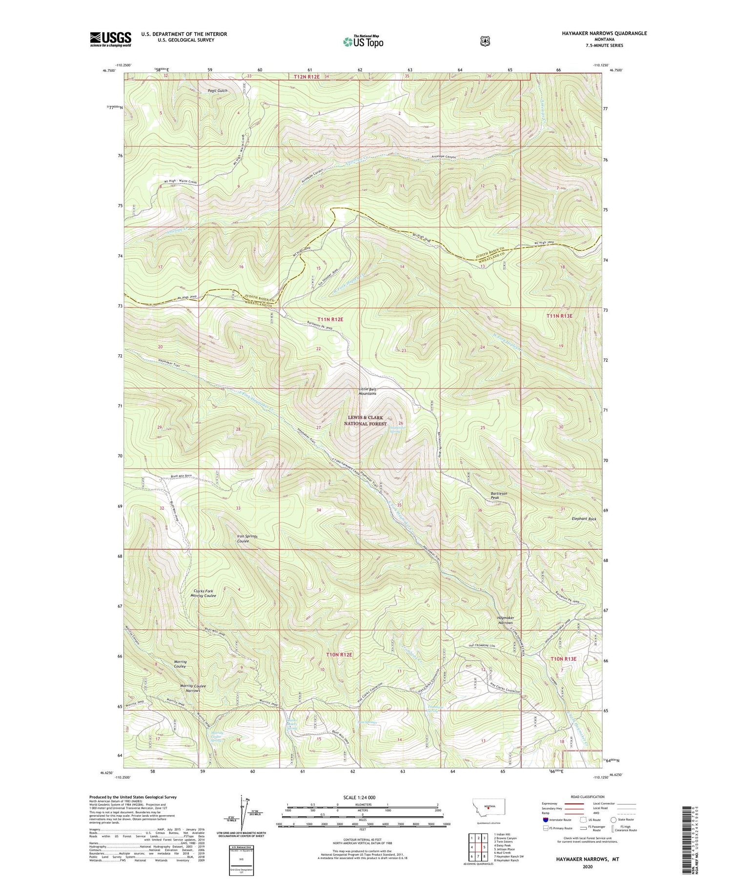 Haymaker Narrows Montana US Topo Map Image