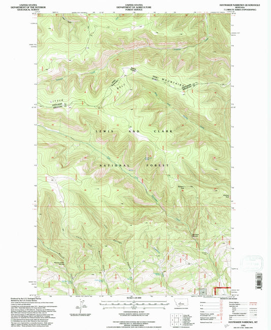 Classic USGS Haymaker Narrows Montana 7.5'x7.5' Topo Map Image
