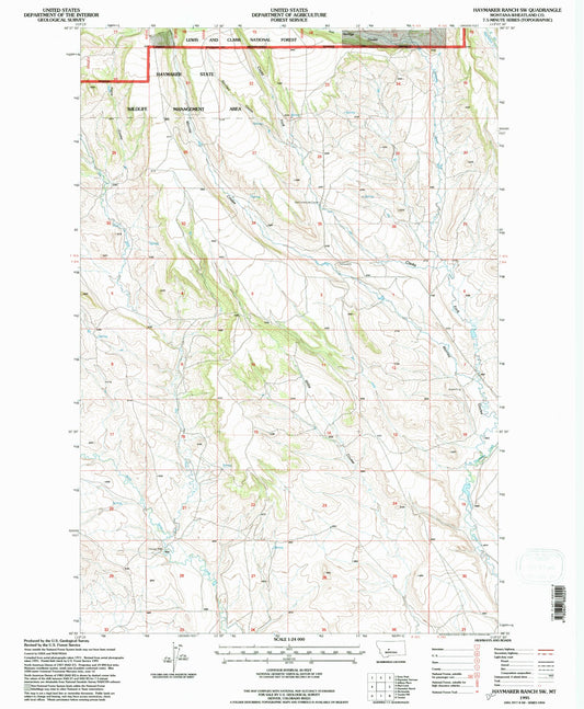 Classic USGS Haymaker Ranch SW Montana 7.5'x7.5' Topo Map Image