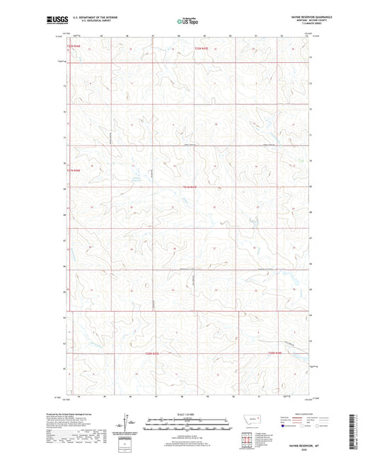 Haynie Reservoir Montana US Topo Map Image