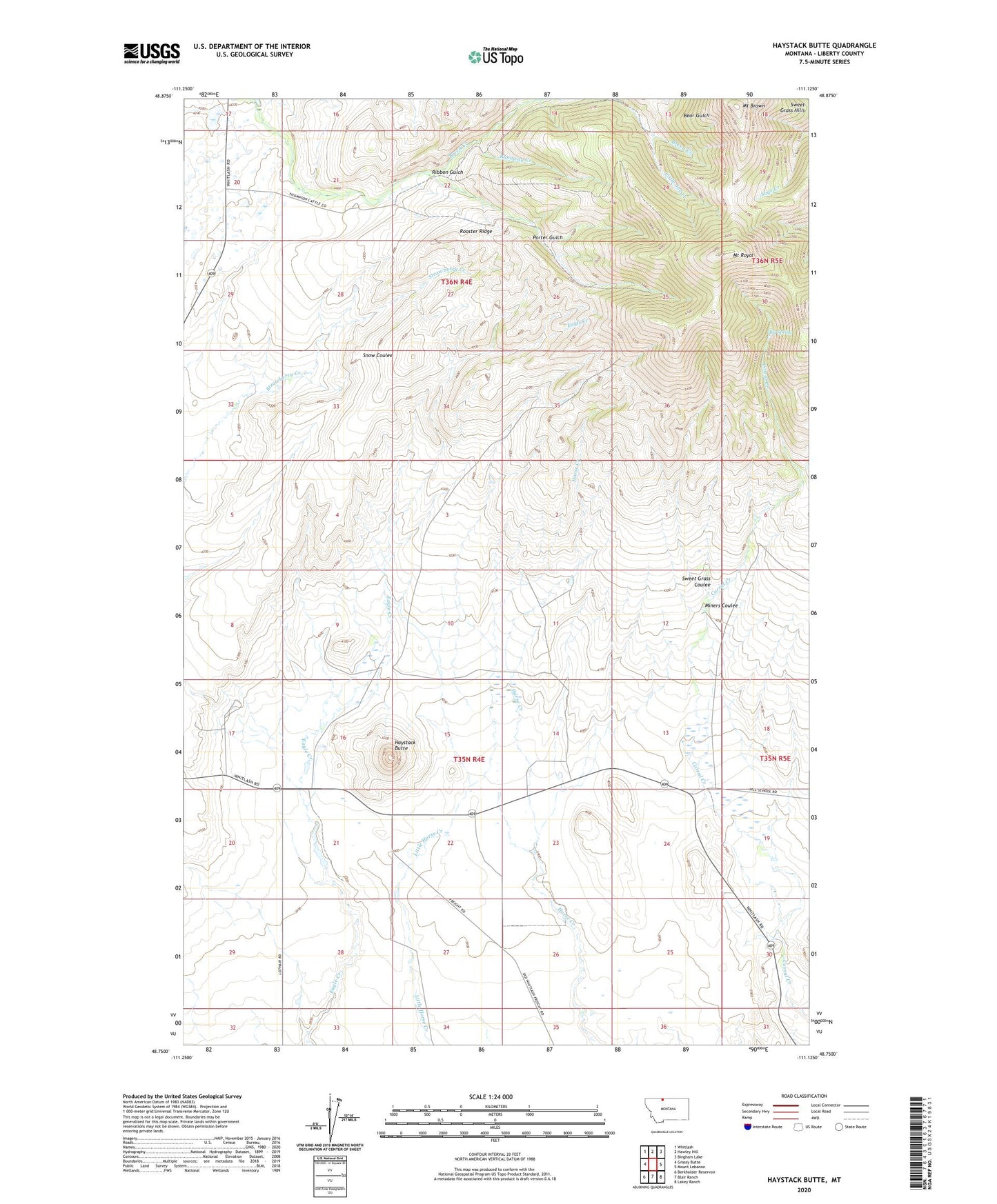Haystack Butte Montana US Topo Map Image