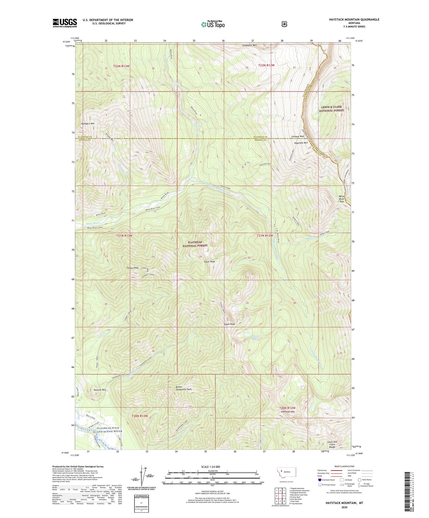 Haystack Mountain Montana US Topo Map Image