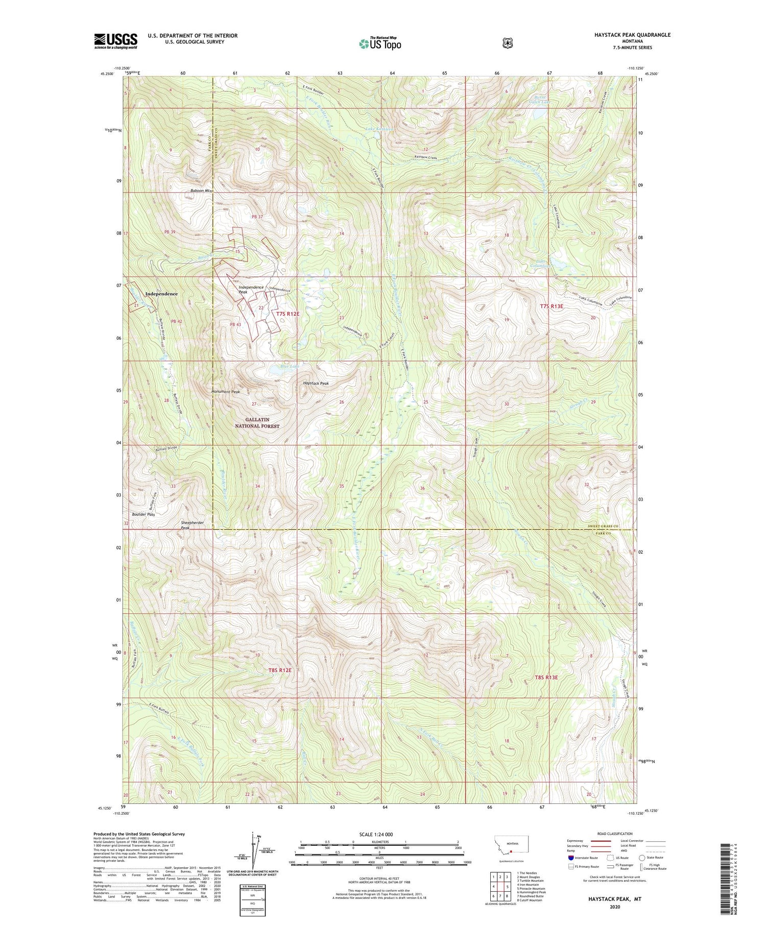 Haystack Peak Montana US Topo Map Image