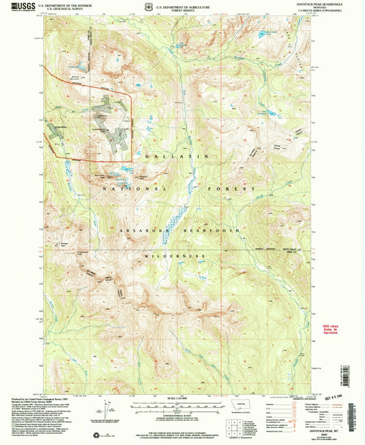 Classic USGS Haystack Peak Montana 7.5'x7.5' Topo Map Image
