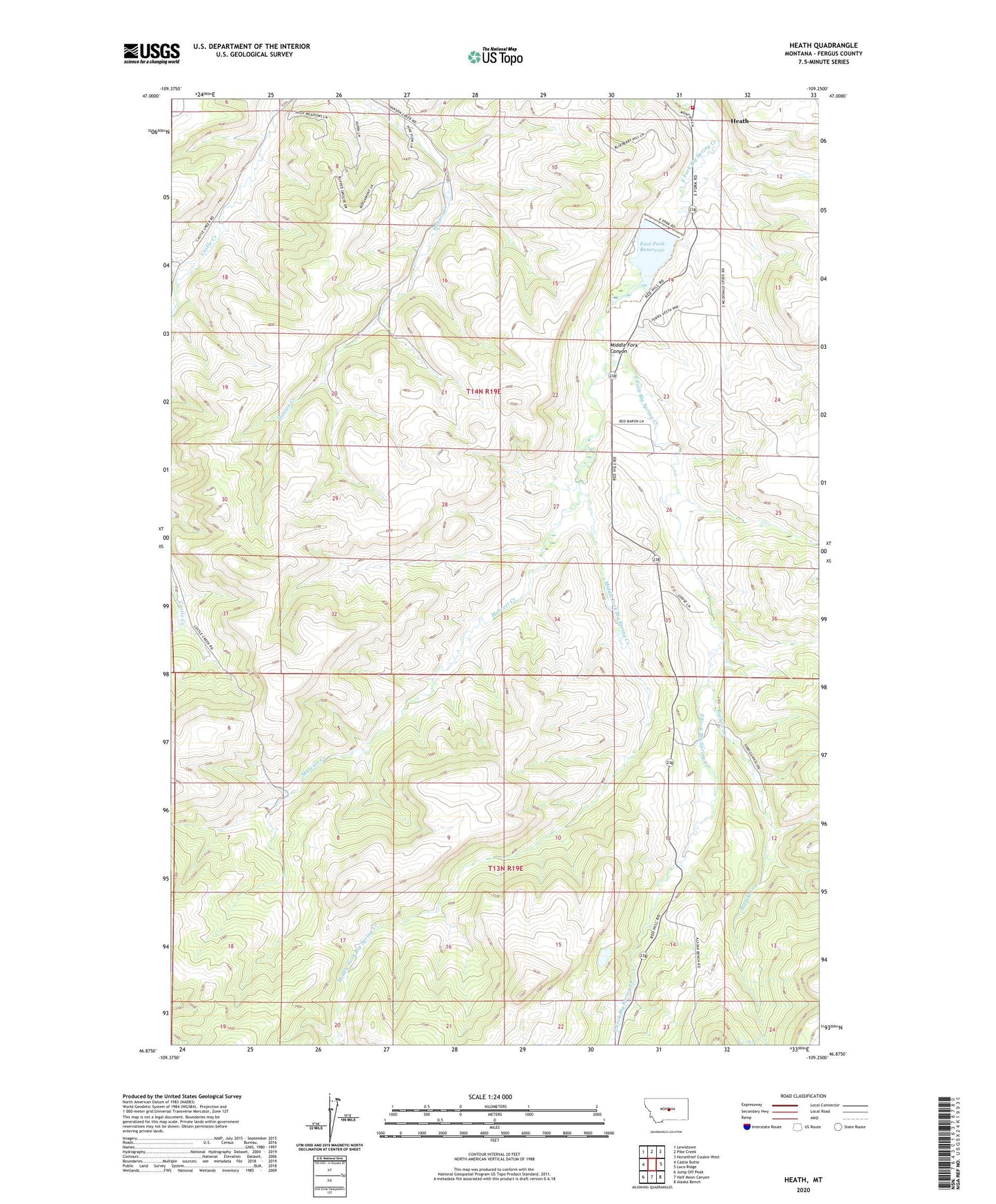 Heath Montana US Topo Map Image