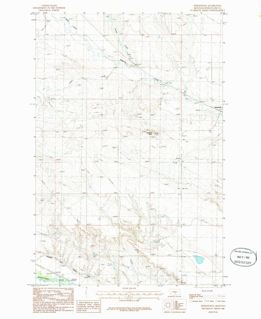 Classic USGS Hedgesville Montana 7.5'x7.5' Topo Map Image