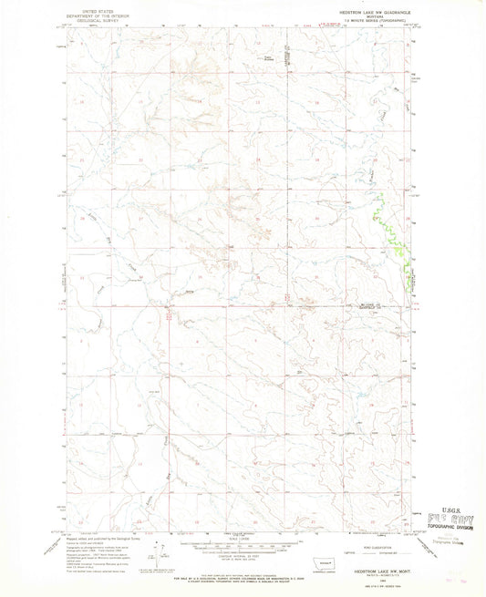 Classic USGS Hedstrom Lake NW Montana 7.5'x7.5' Topo Map Image