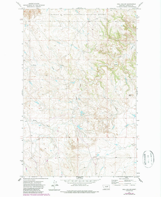 Classic USGS Hell Hollow Montana 7.5'x7.5' Topo Map Image
