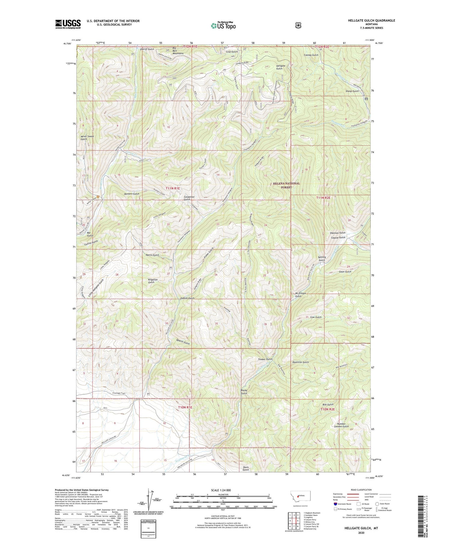 Hellgate Gulch Montana US Topo Map Image