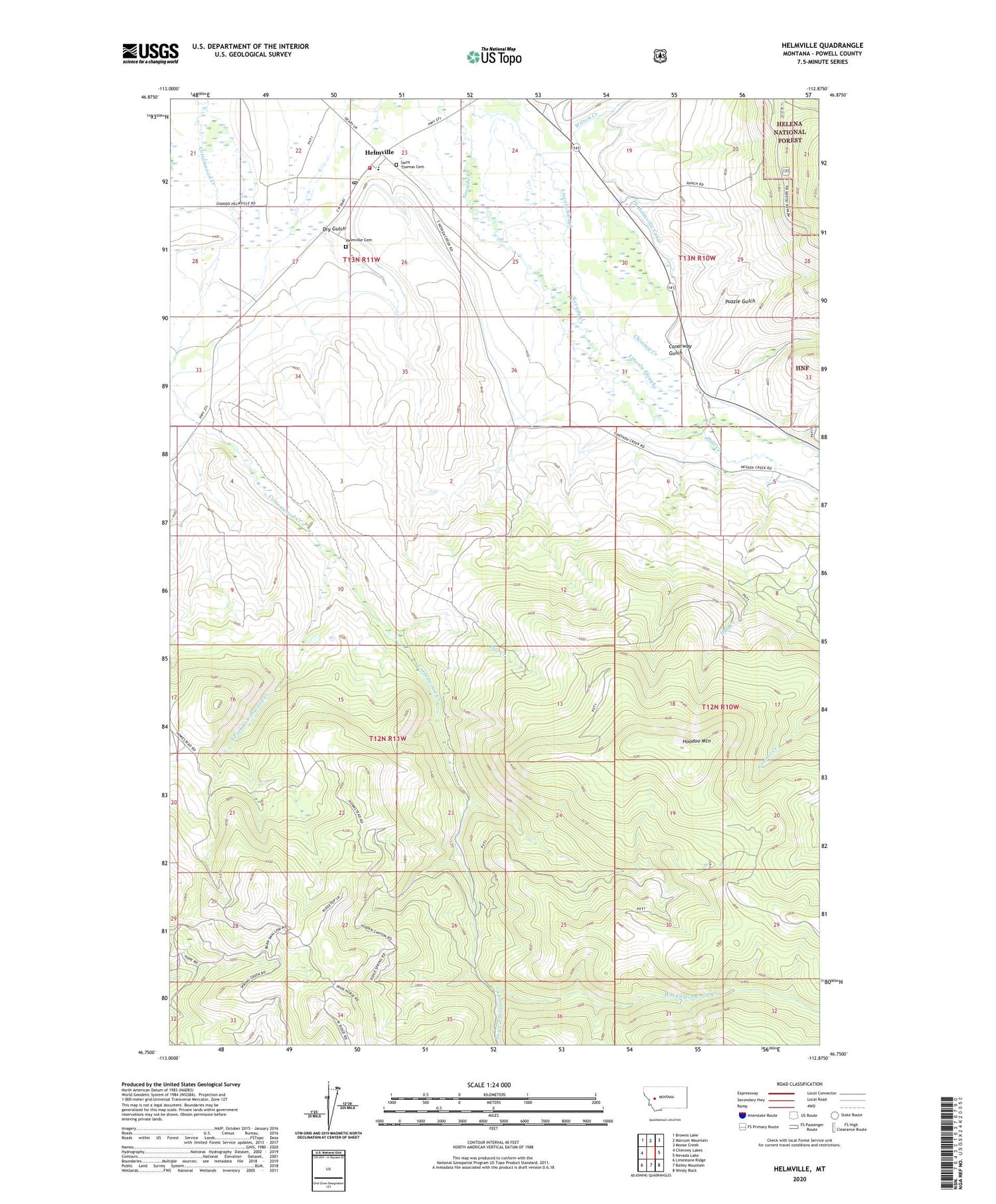 Helmville Montana US Topo Map Image