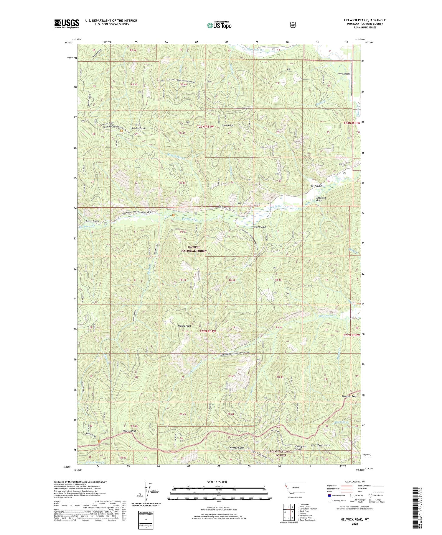 Helwick Peak Montana US Topo Map Image