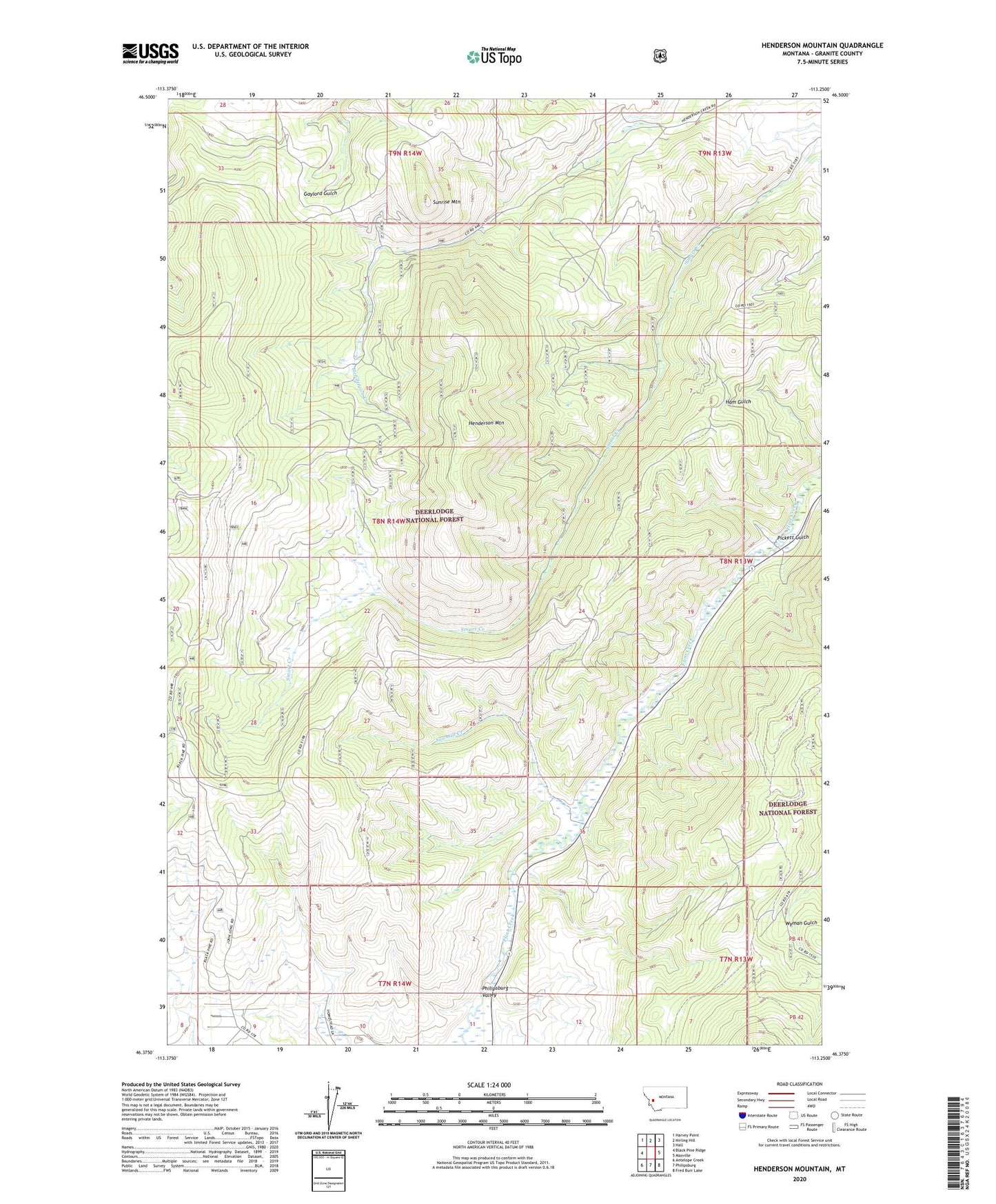 Henderson Mountain Montana US Topo Map Image
