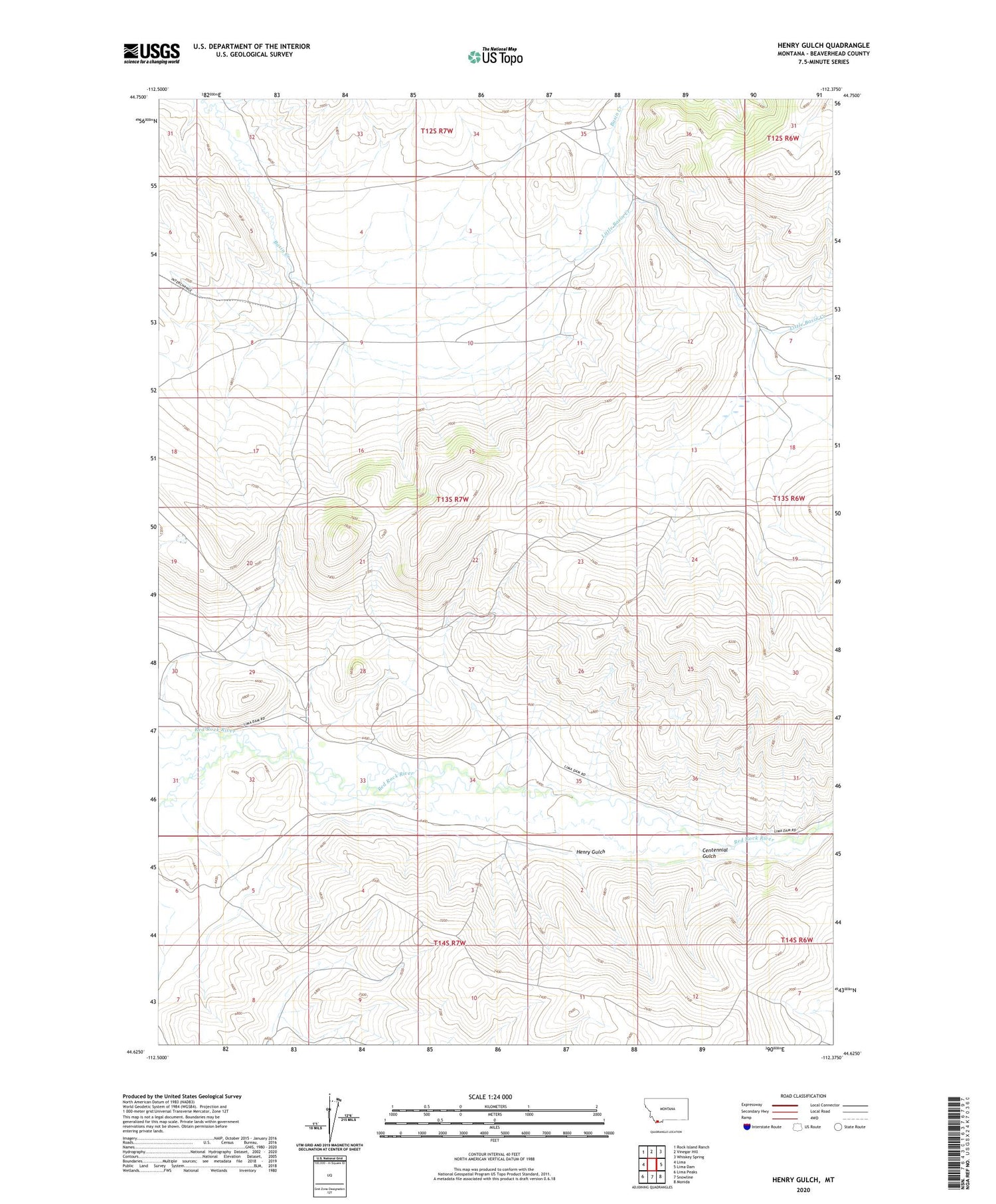 Henry Gulch Montana US Topo Map Image