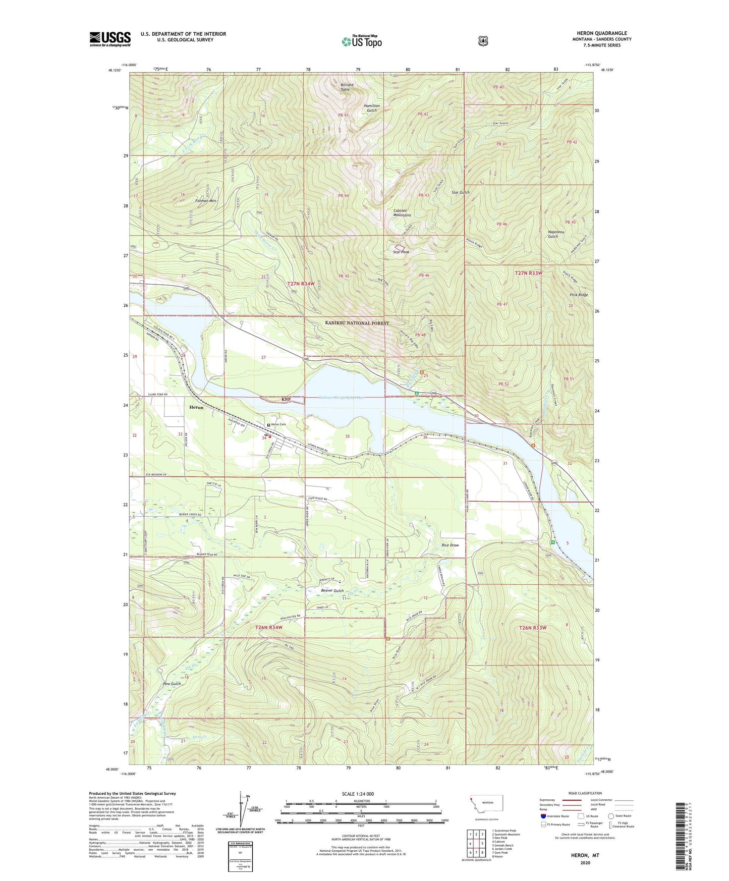 Heron Montana US Topo Map Image
