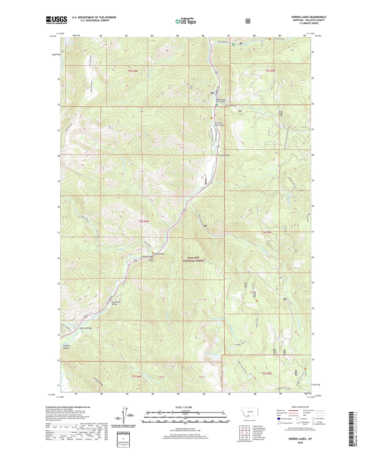 Hidden Lakes Montana US Topo Map Image