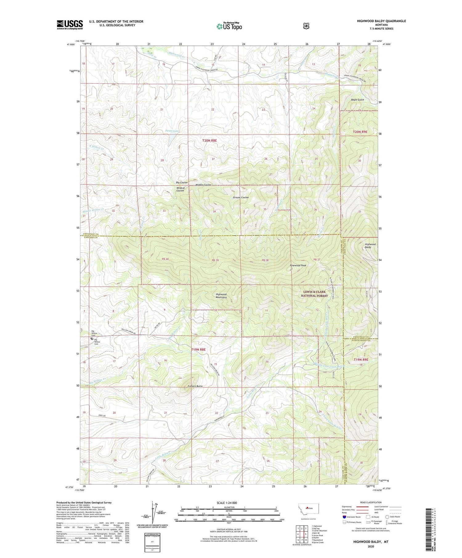 Highwood Baldy Montana US Topo Map Image