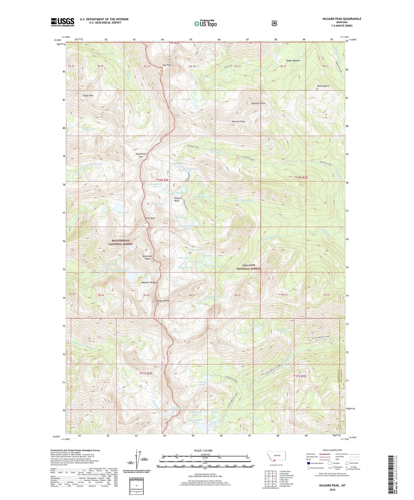 Hilgard Peak Montana US Topo Map Image