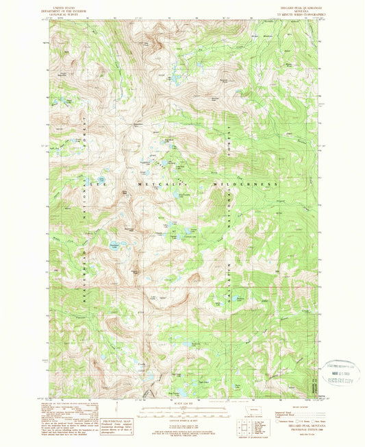 USGS Classic Hilgard Peak Montana 7.5'x7.5' Topo Map Image