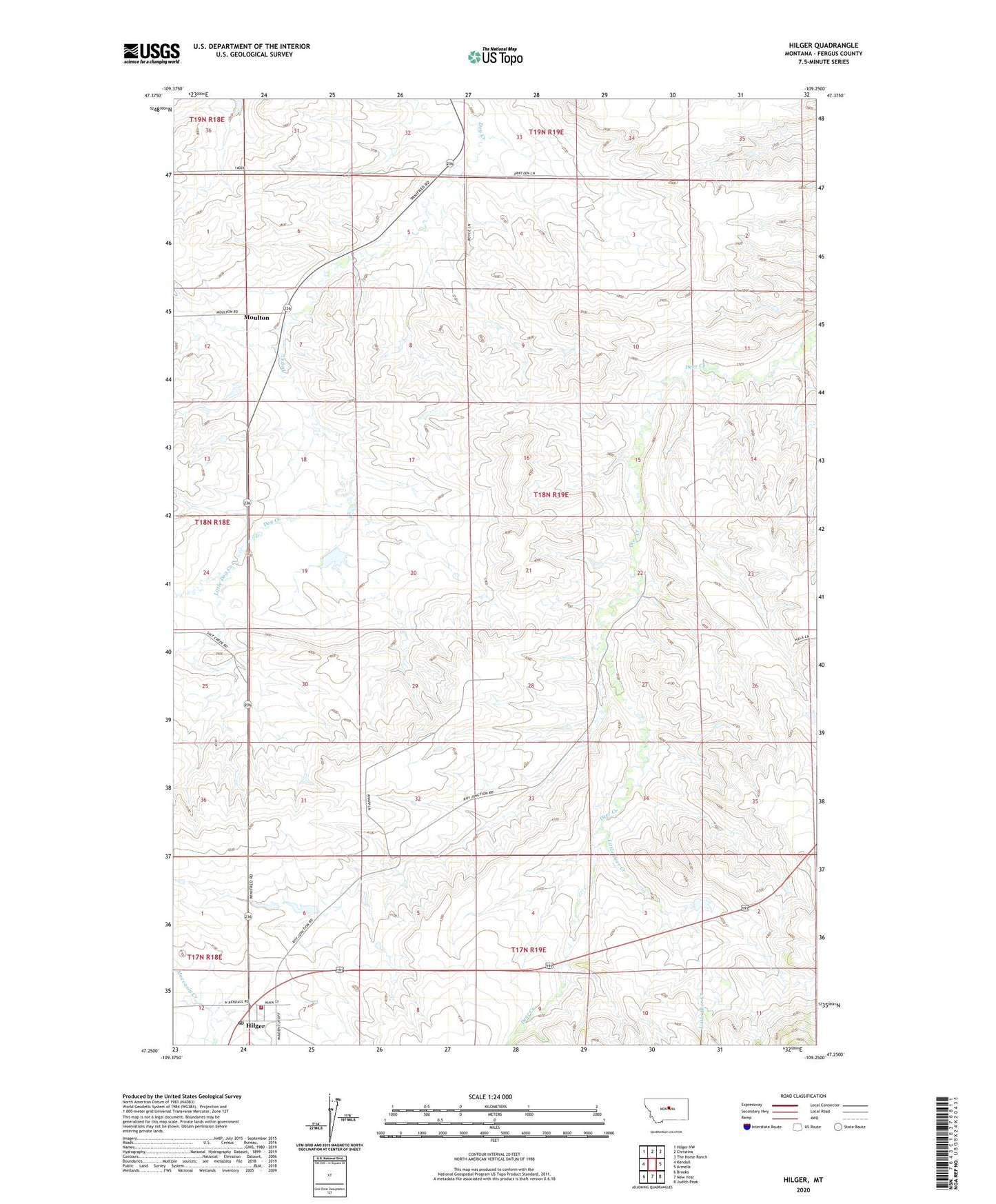 Hilger Montana US Topo Map Image