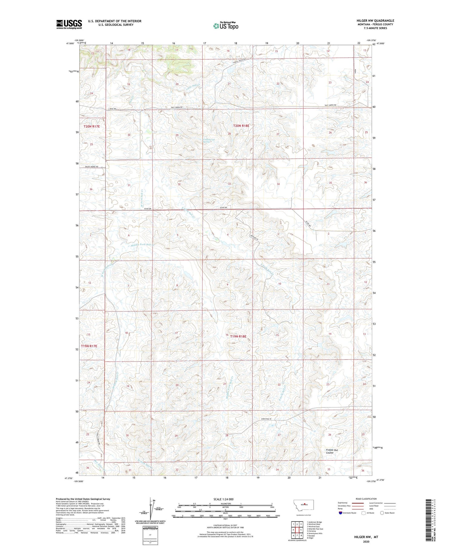 Hilger NW Montana US Topo Map Image