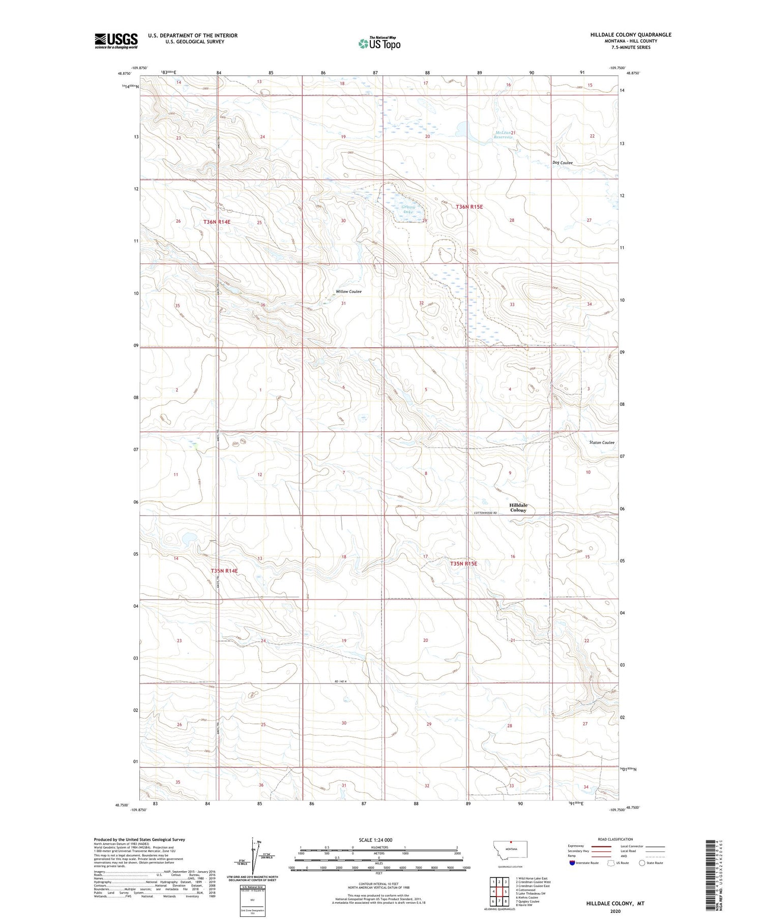 Hilldale Colony Montana US Topo Map Image