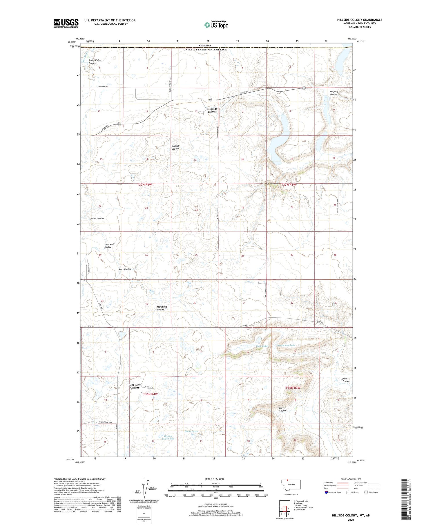 Hillside Colony Montana US Topo Map Image