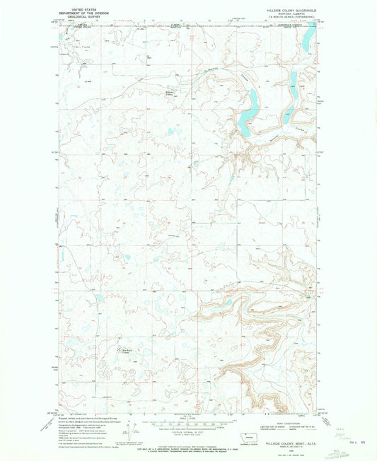 Classic USGS Hillside Colony Montana 7.5'x7.5' Topo Map Image