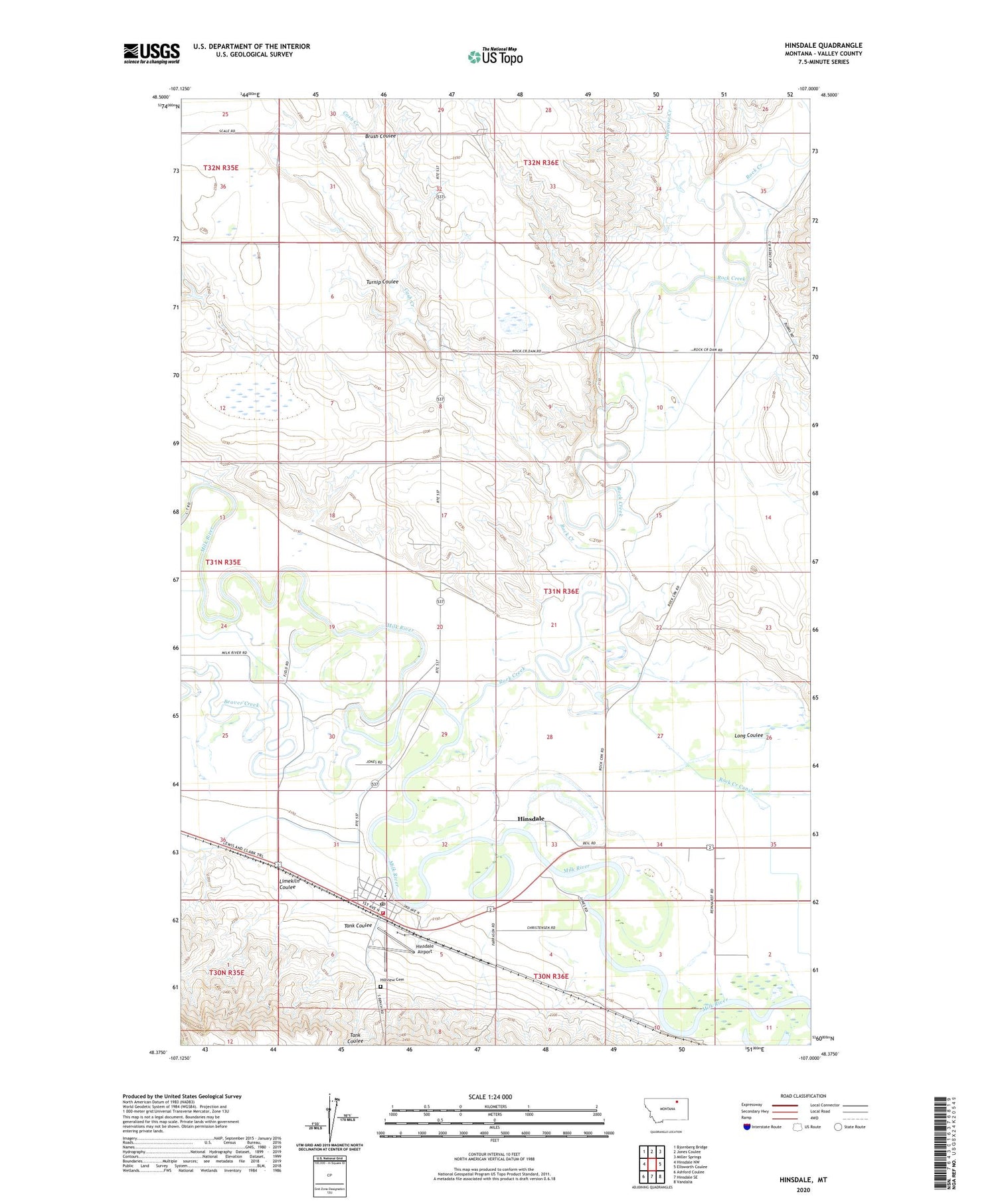 Hinsdale Montana US Topo Map Image