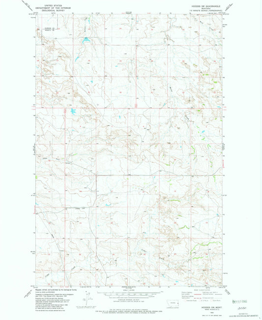 Classic USGS Hodges SW Montana 7.5'x7.5' Topo Map Image