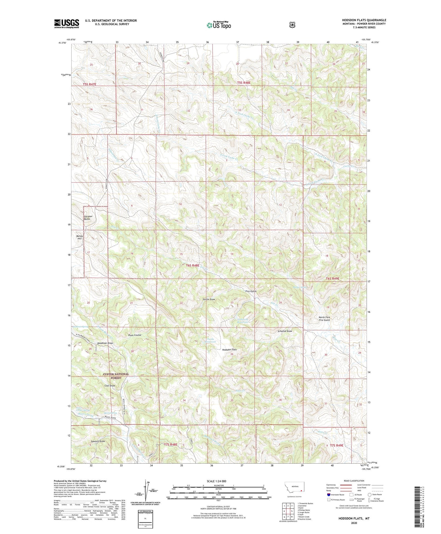 Hodsdon Flats Montana US Topo Map Image