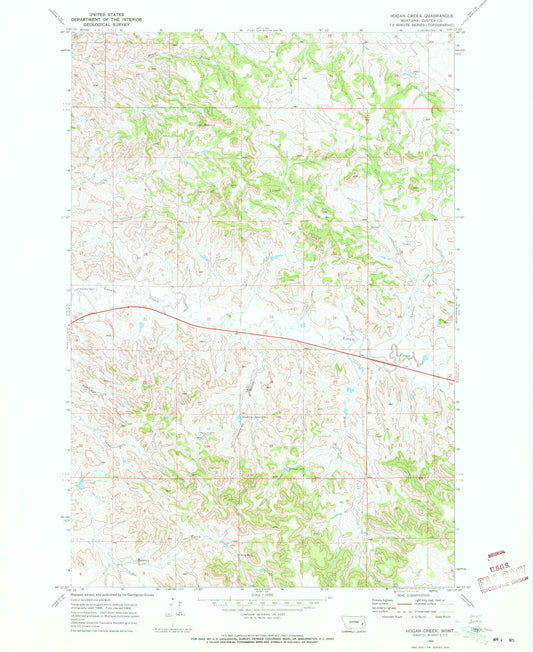 Classic USGS Hogan Creek Montana 7.5'x7.5' Topo Map Image