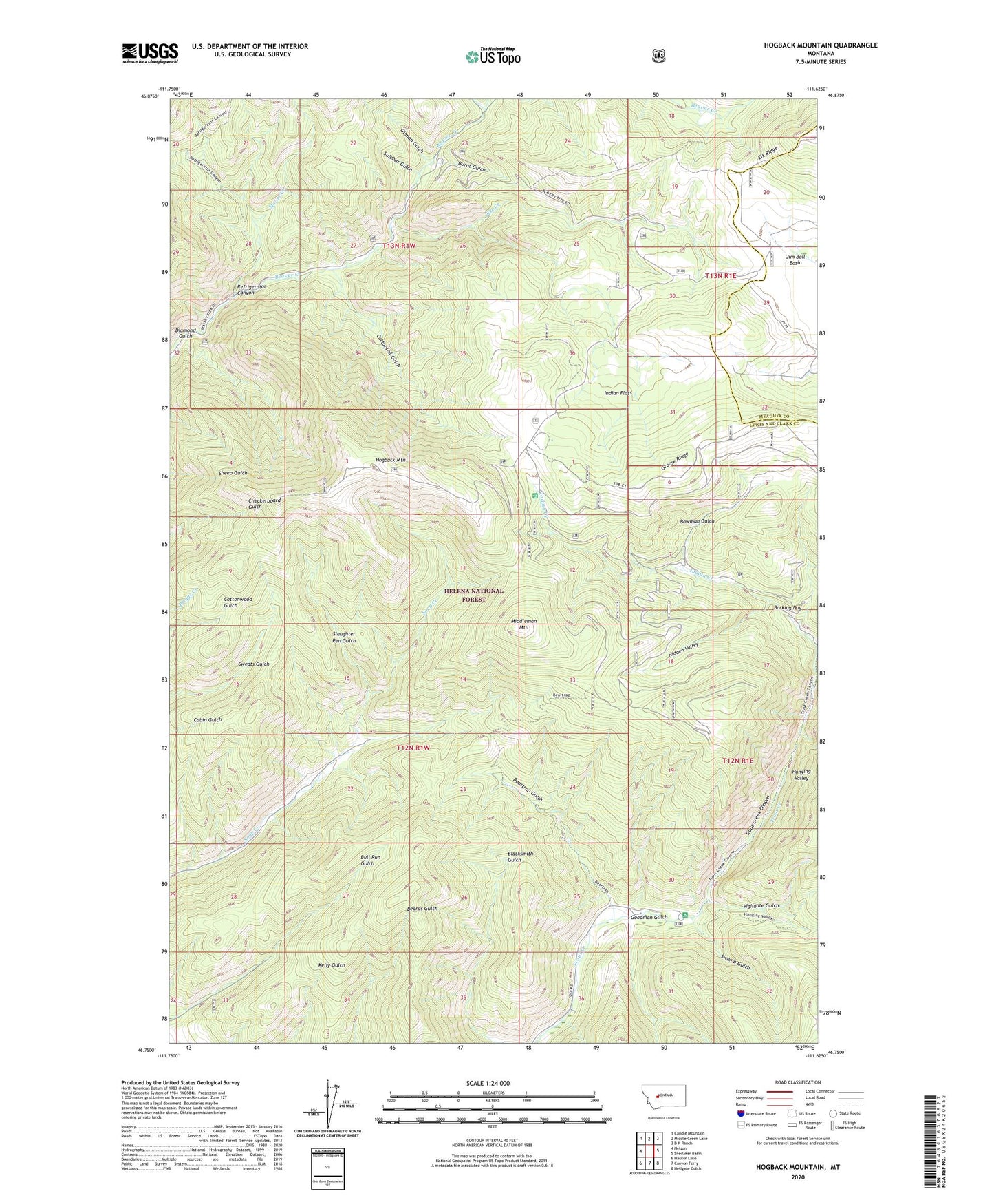 Hogback Mountain Montana US Topo Map Image