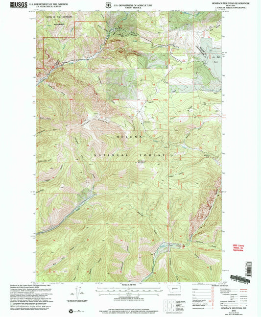 Classic USGS Hogback Mountain Montana 7.5'x7.5' Topo Map Image