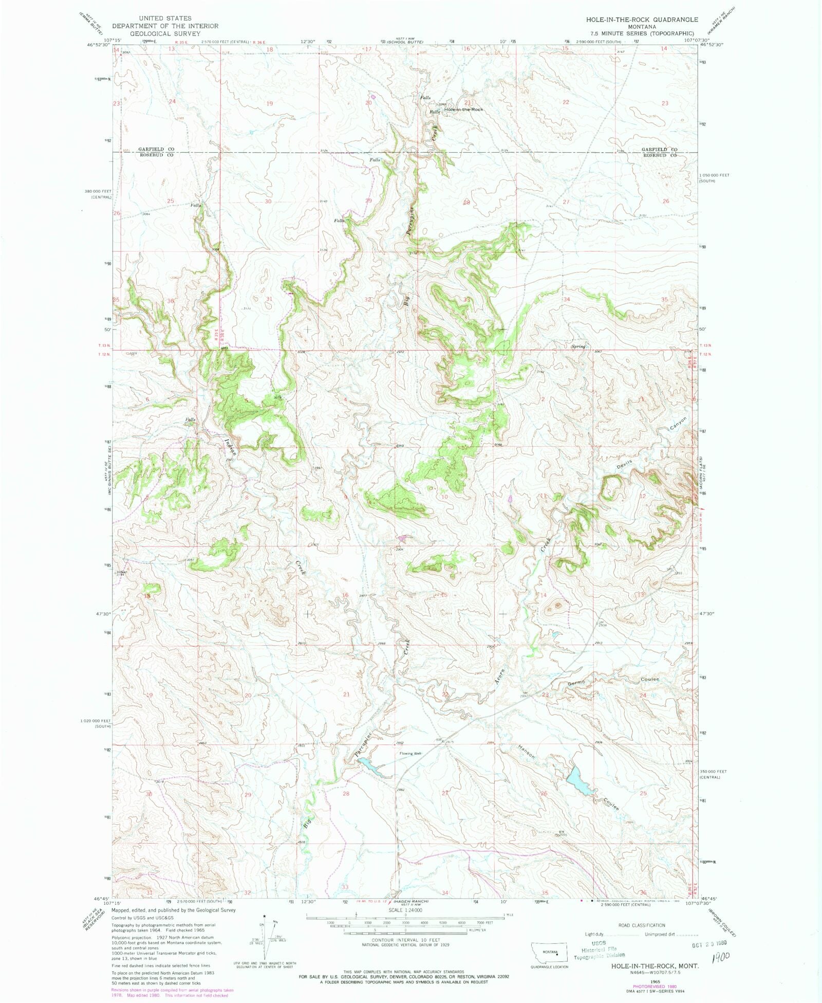 Classic USGS HoleintheRock Montana 7.5'x7.5' Topo Map MyTopo Map Store