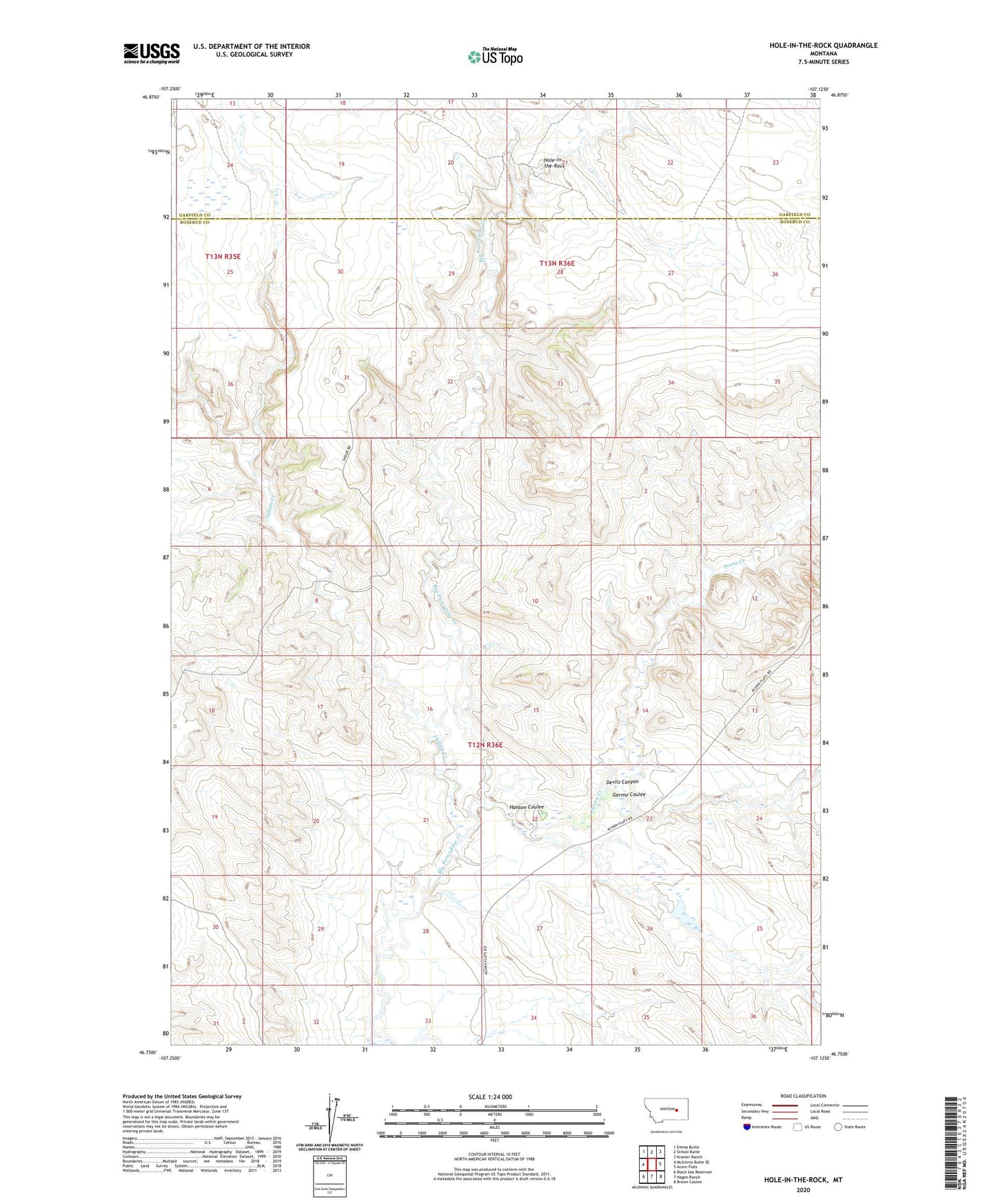 Hole-in-the-Rock Montana US Topo Map Image