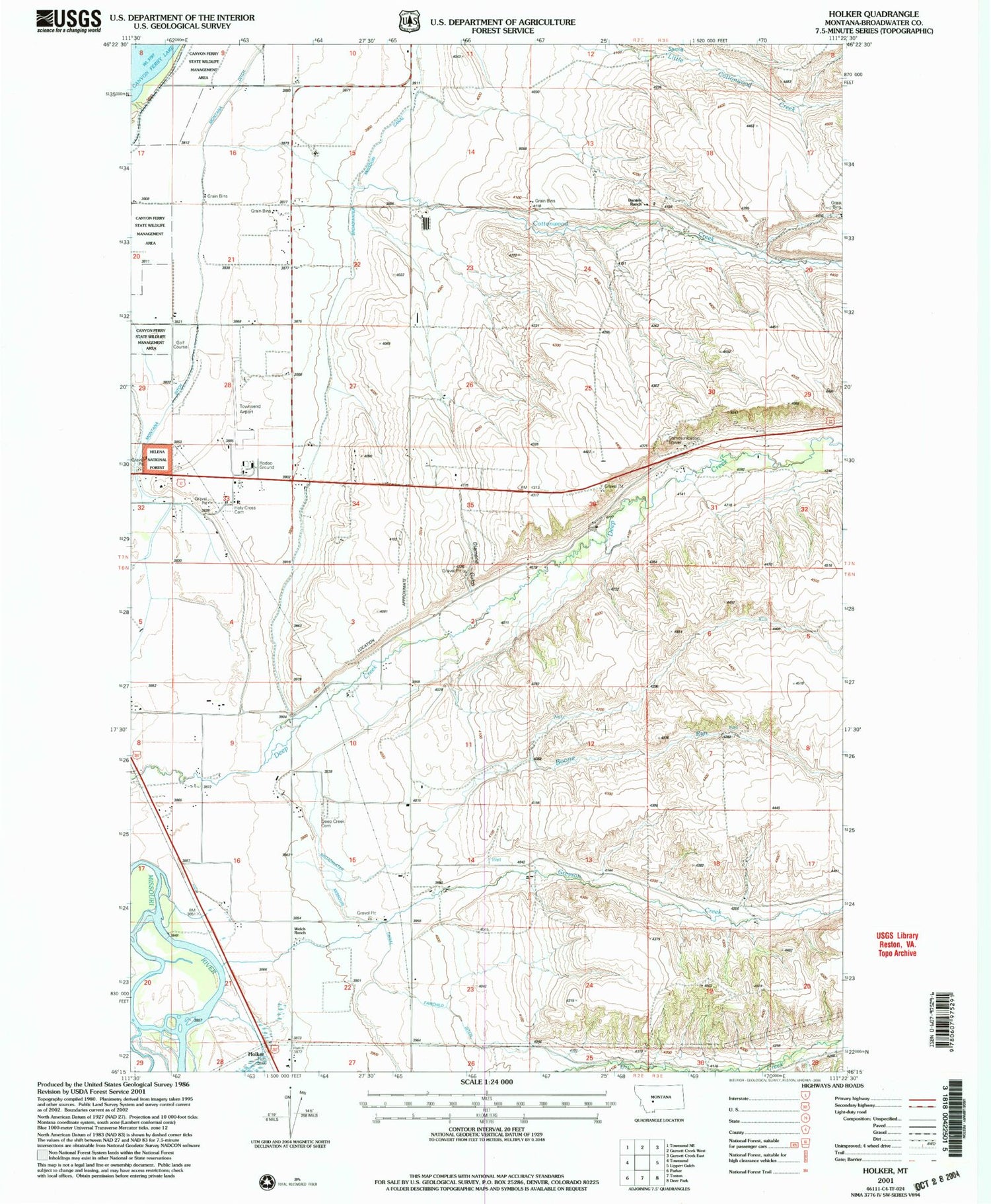 Classic USGS Holker Montana 7.5'x7.5' Topo Map Image
