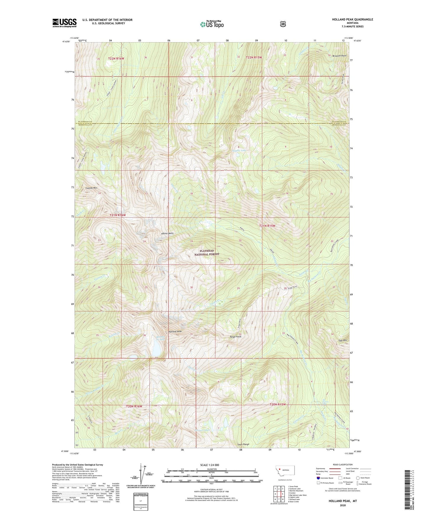 Holland Peak Montana US Topo Map Image