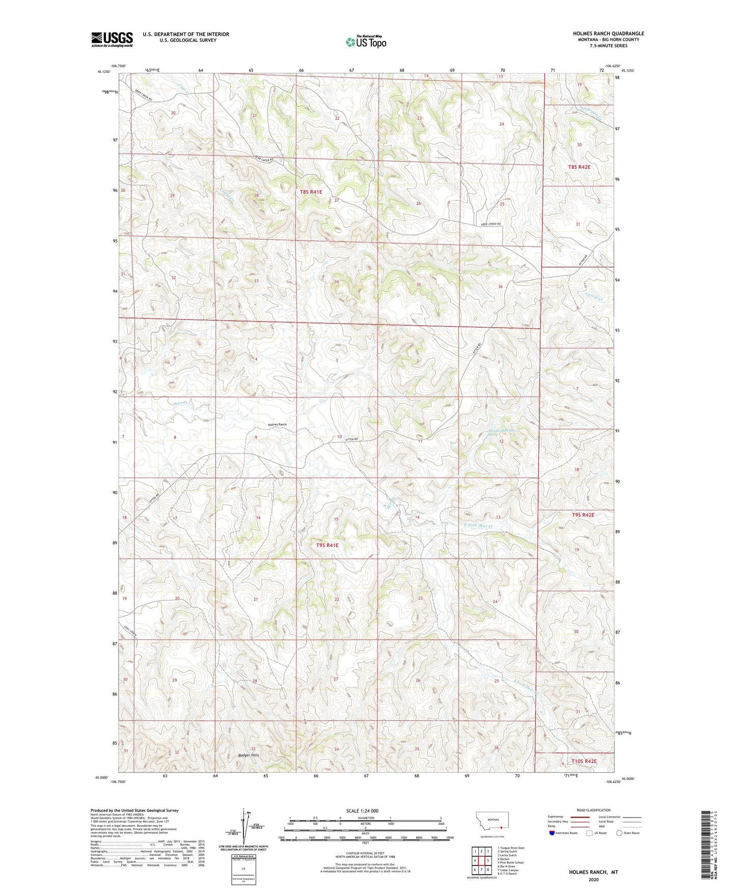Holmes Ranch Montana US Topo Map Image