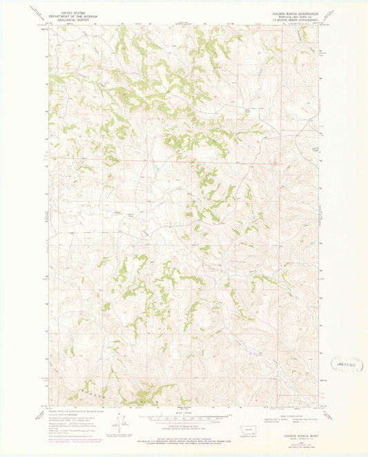 Classic USGS Holmes Ranch Montana 7.5'x7.5' Topo Map Image