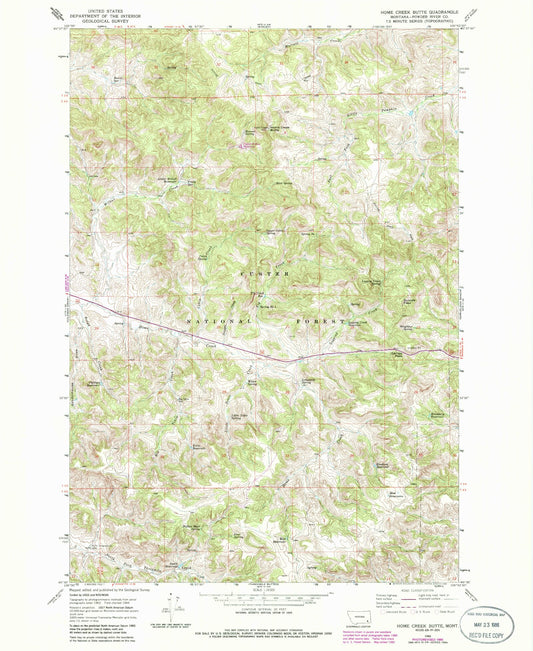 Classic USGS Home Creek Butte Montana 7.5'x7.5' Topo Map Image