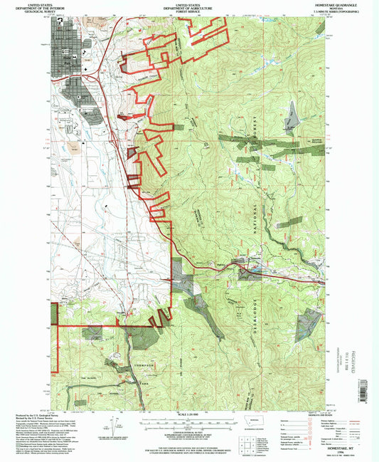 Classic USGS Homestake Montana 7.5'x7.5' Topo Map Image
