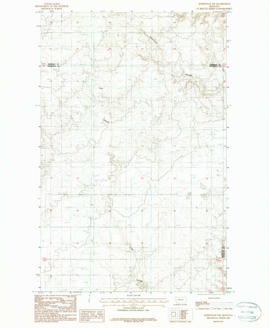 Classic USGS Homestead NW Montana 7.5'x7.5' Topo Map Image