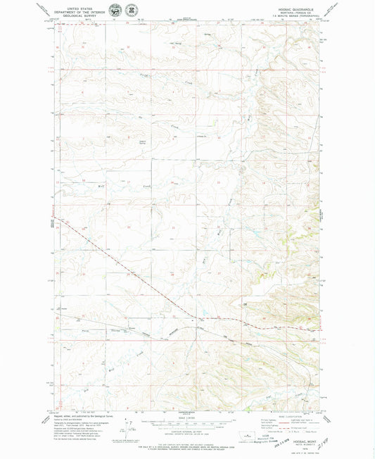 Classic USGS Hoosac Montana 7.5'x7.5' Topo Map Image