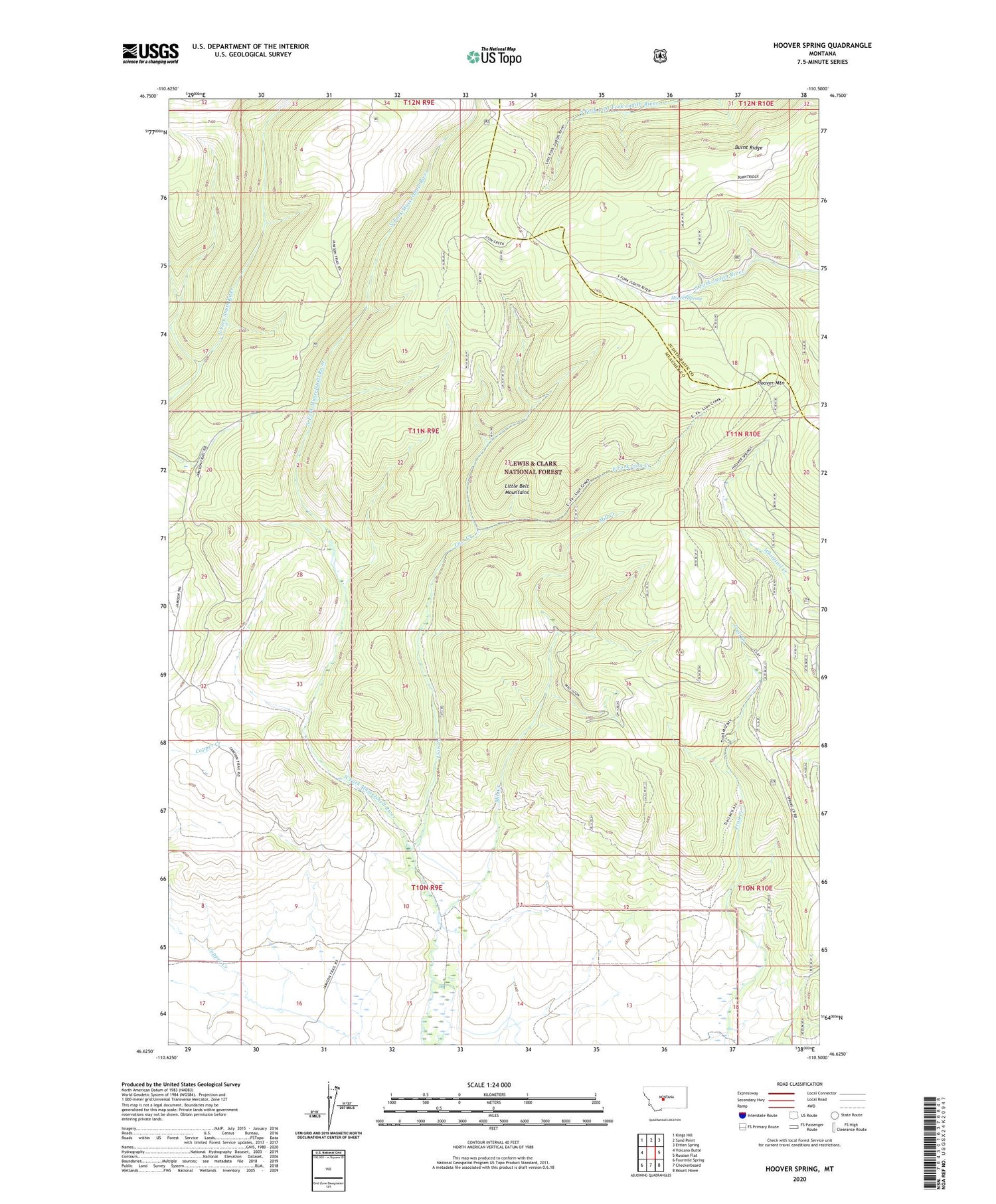 Hoover Spring Montana US Topo Map Image