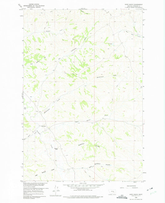 Classic USGS Hope Ranch Montana 7.5'x7.5' Topo Map Image