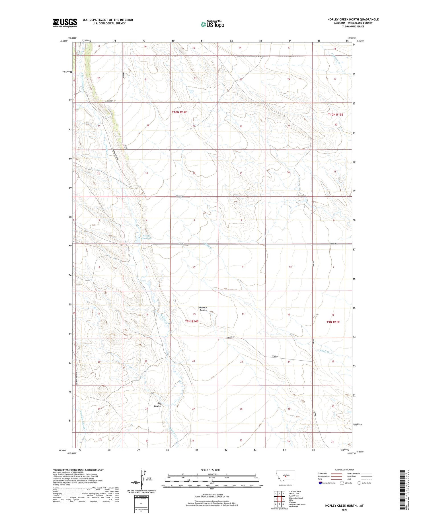 Hopley Creek North Montana US Topo Map Image