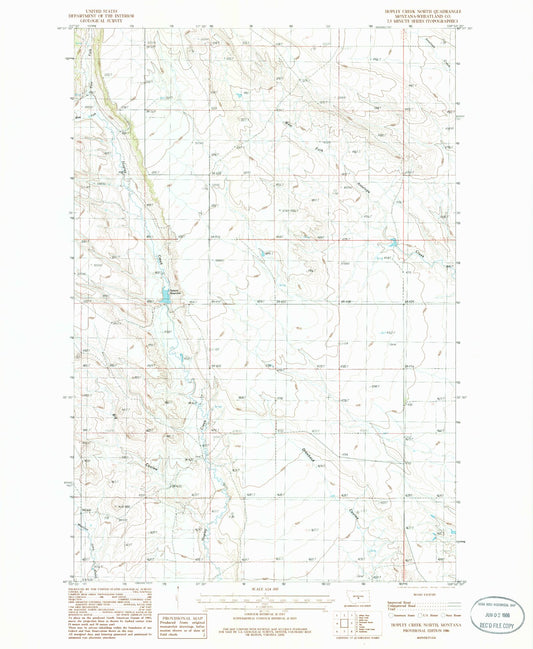Classic USGS Hopley Creek North Montana 7.5'x7.5' Topo Map Image