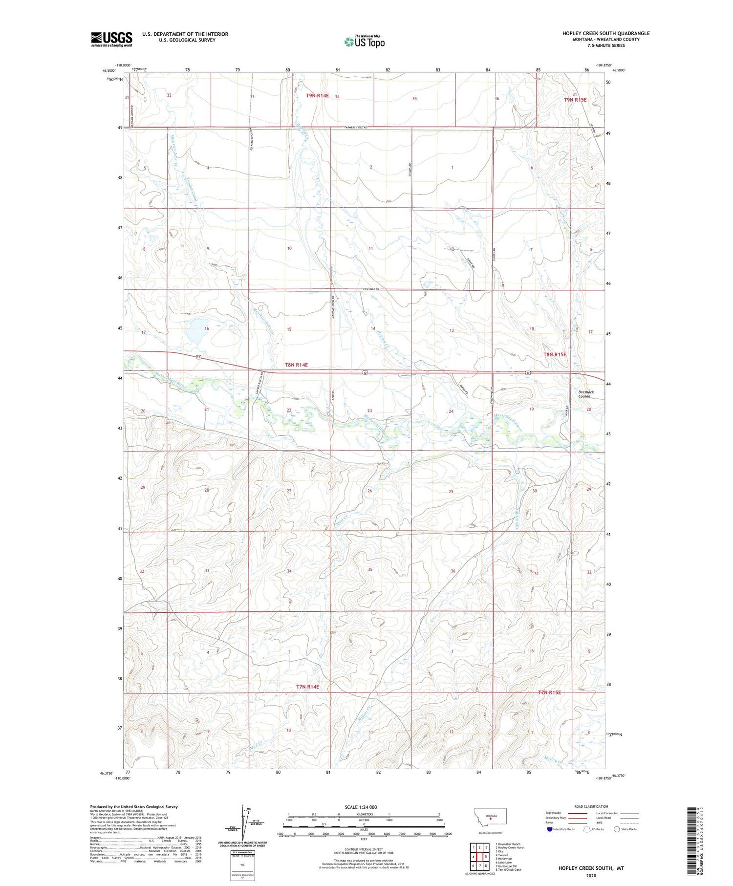 Hopley Creek South Montana US Topo Map Image