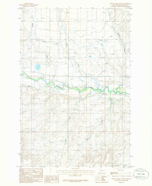 Classic USGS Hopley Creek South Montana 7.5'x7.5' Topo Map Image